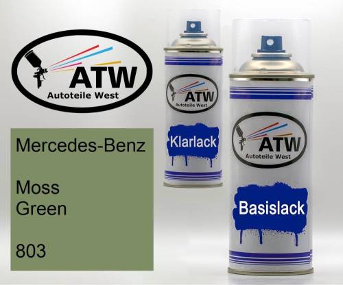 Mercedes-Benz, Moss Green, 803: 400ml Sprühdose + 400ml Klarlack - Set, von ATW Autoteile West.